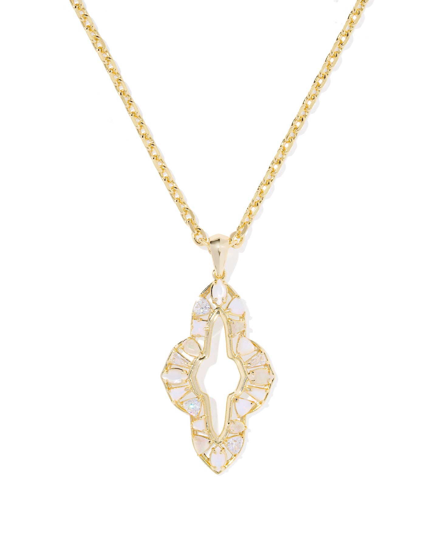 ABBIE CRYSTAL LONG PENDANT NECKLACE GOLD NEUTRAL MIX