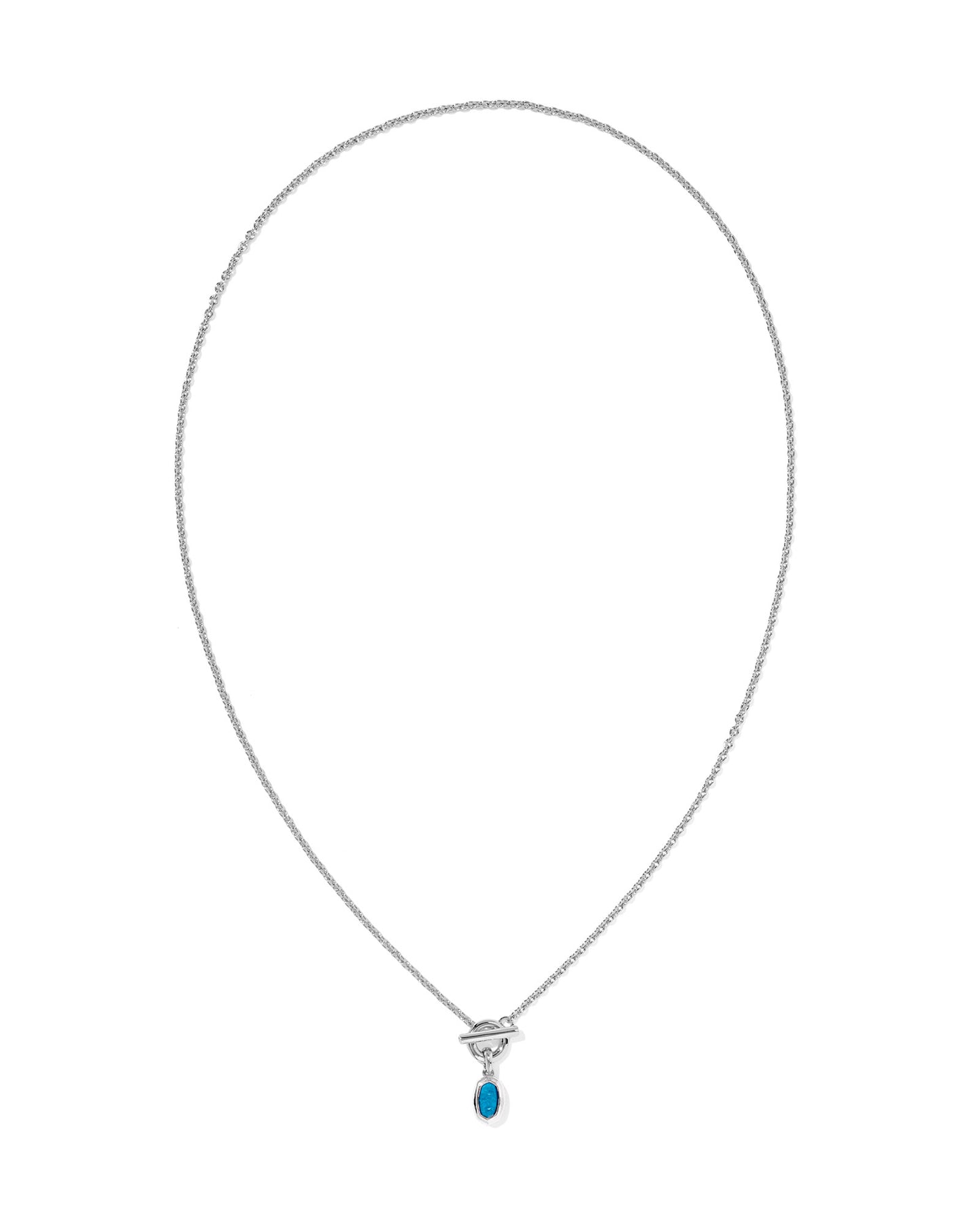 MINI ELISA TOGGLE SHORT PENDANT NECKLACE SILVER VARIEGATED INDIGO MAGNESITE