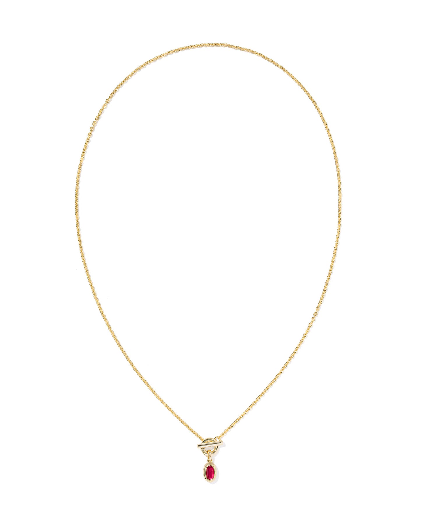 MINI ELISA TOGGLE SHORT PENDANT NECKLACE GOLD CARMINE RED ILLUSION
