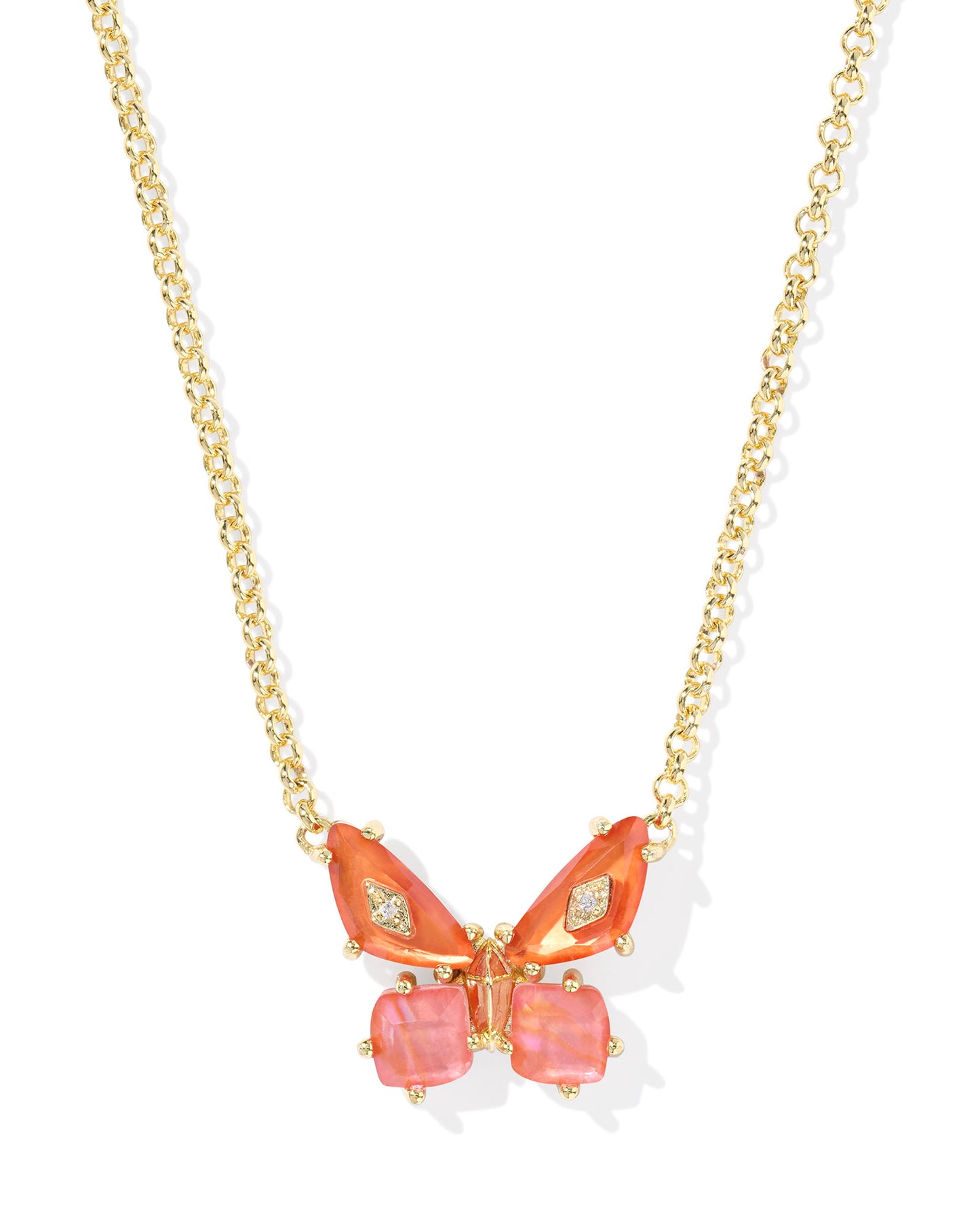 BIANCA BUTTERFLY SHORT PENDANT NECKLACE GOLD ORANGE MIX