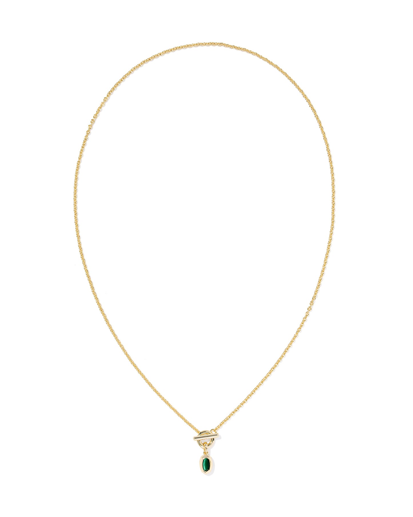 MINI ELISA TOGGLE SHORT PENDANT NECKLACE GOLD GREEN TIGERS EYE