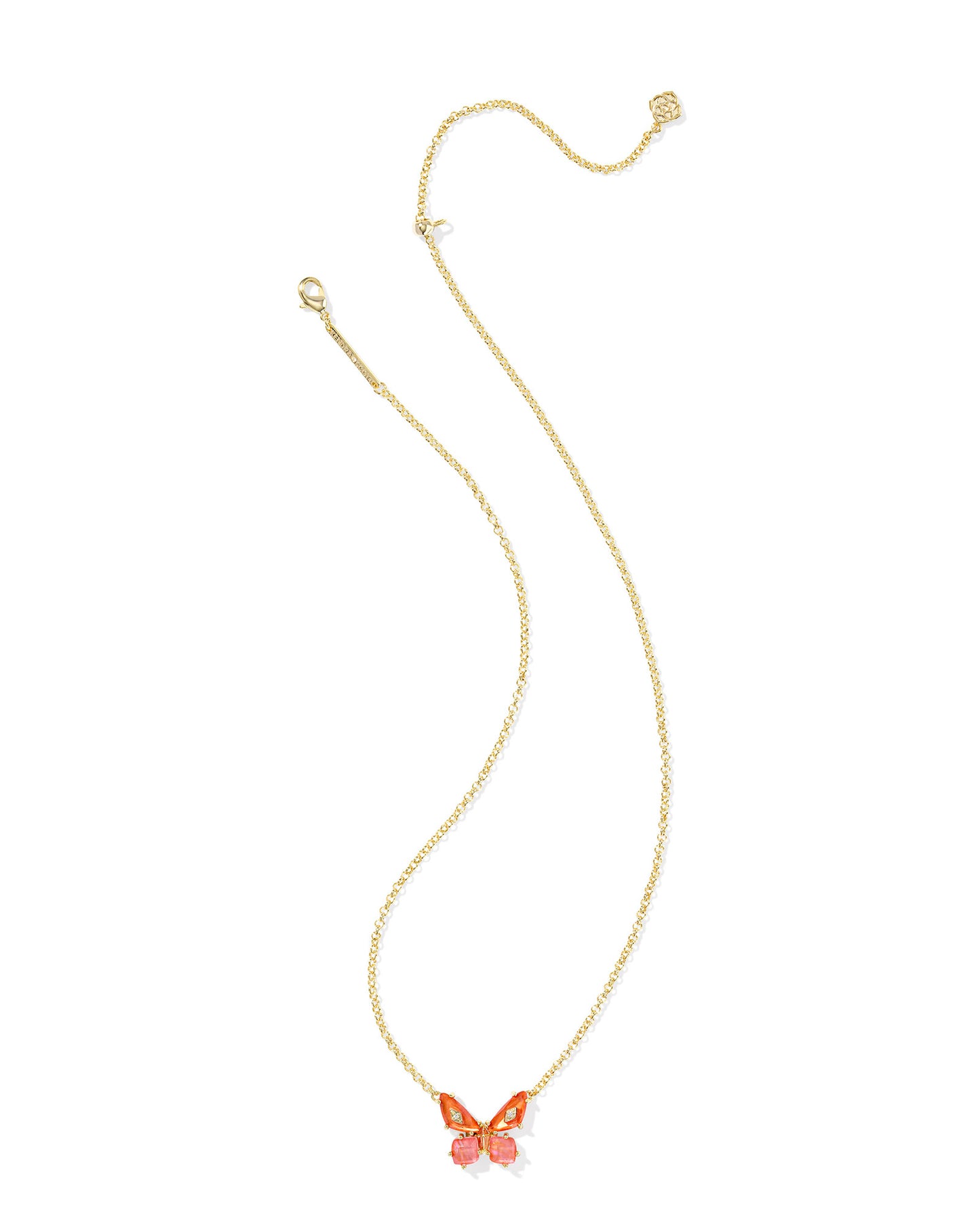 BIANCA BUTTERFLY SHORT PENDANT NECKLACE GOLD ORANGE MIX
