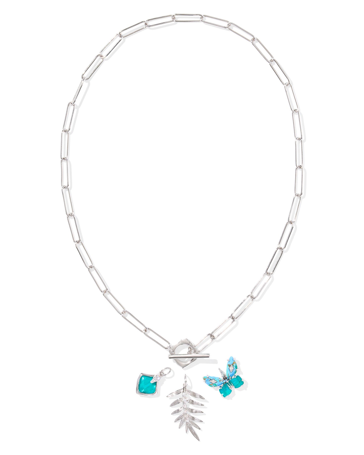 BIANCA BUTTERFLY CHARM NECKLACE SILVER BRIGHT AQUA MIX