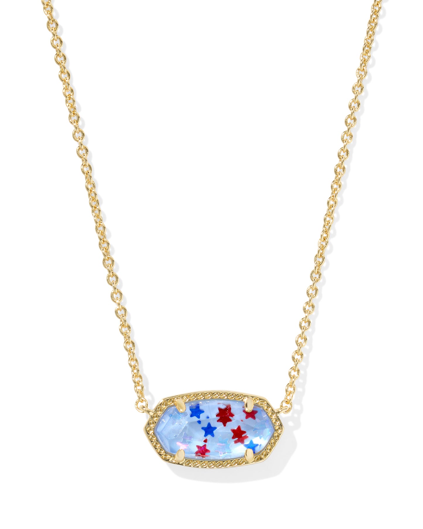 ELISA PENDANT NECKLACE GOLD RED WHITE BLUE STAR ILLUSION