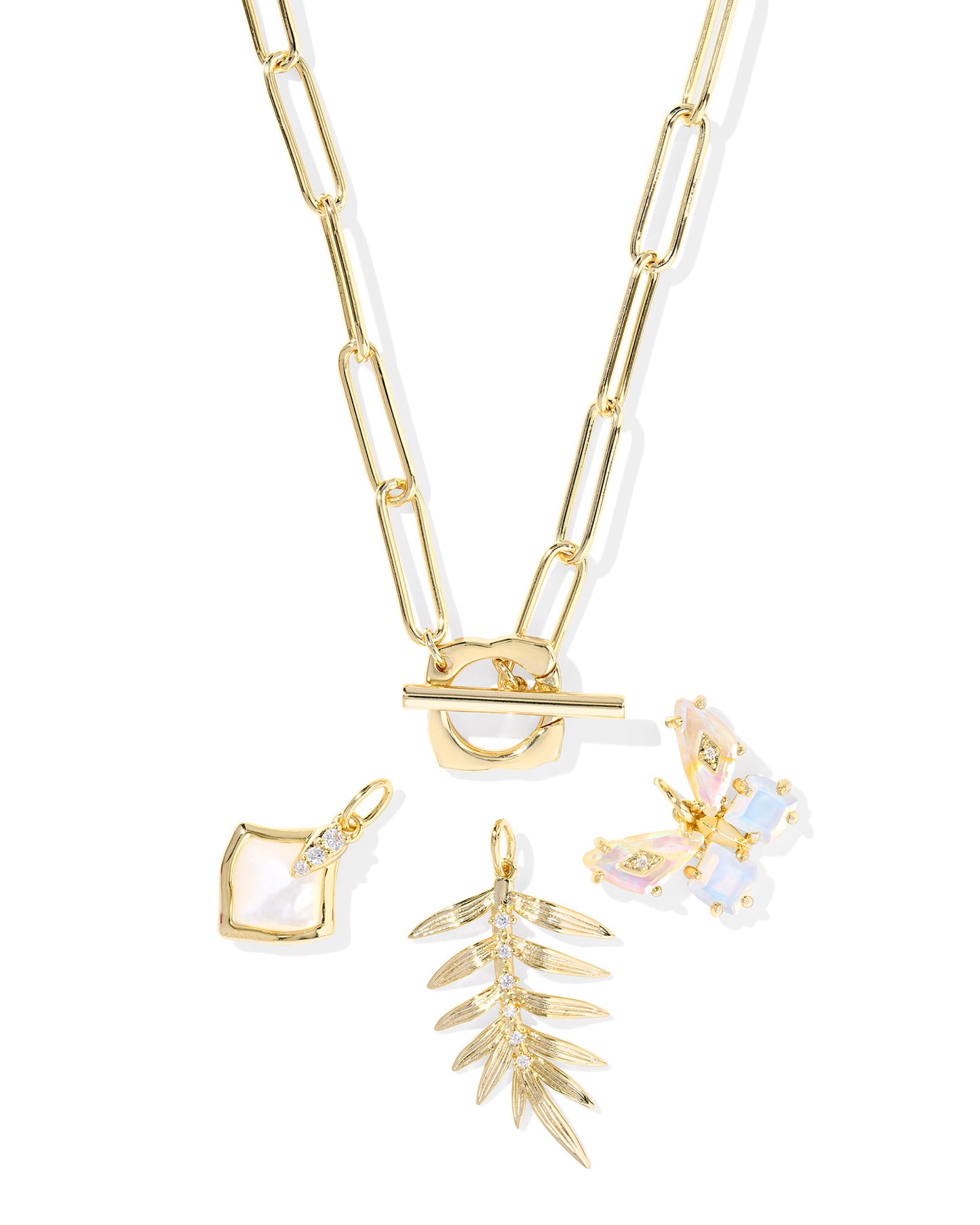 BIANCA BUTTERFLY CHARM NECKLACE GOLD IRIDESCENT WHITE MIX