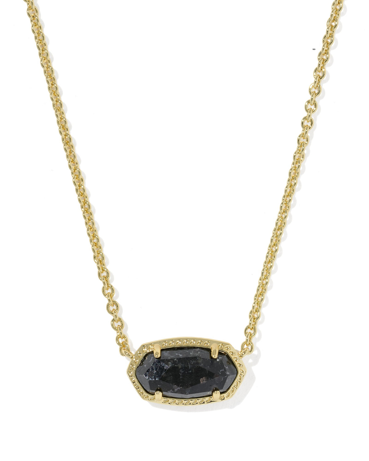 ELISA BOO SHORT PENDANT NECKLACE GOLD BLACK GRANITE