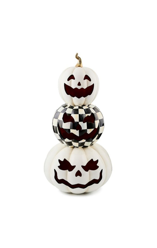 Mackenzie-Childs Courtly Check Stacked Illuminated Pumpkins
