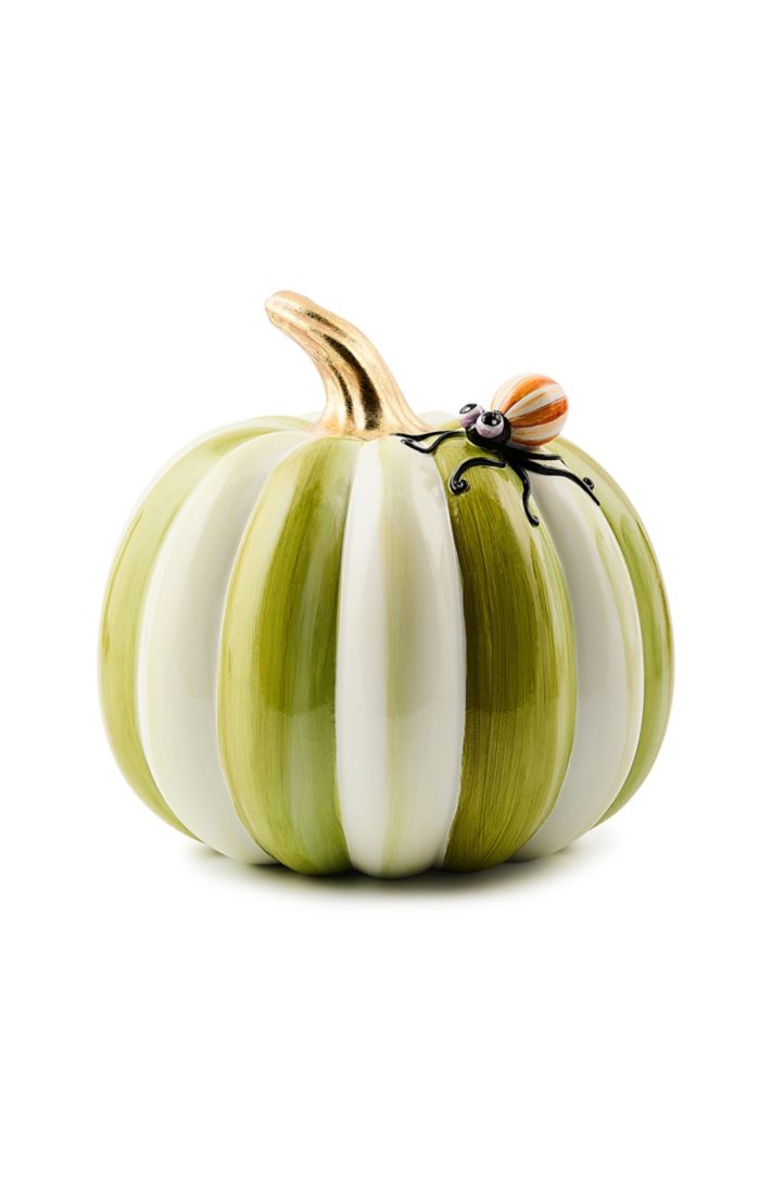 Mackenzie-Childs Fergal's Friend Spider on Small Moss Stripe Pumpkin