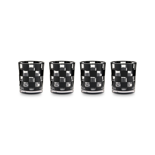 Black Check acrylic tumblers, set of 4 by Mackenzie Childs