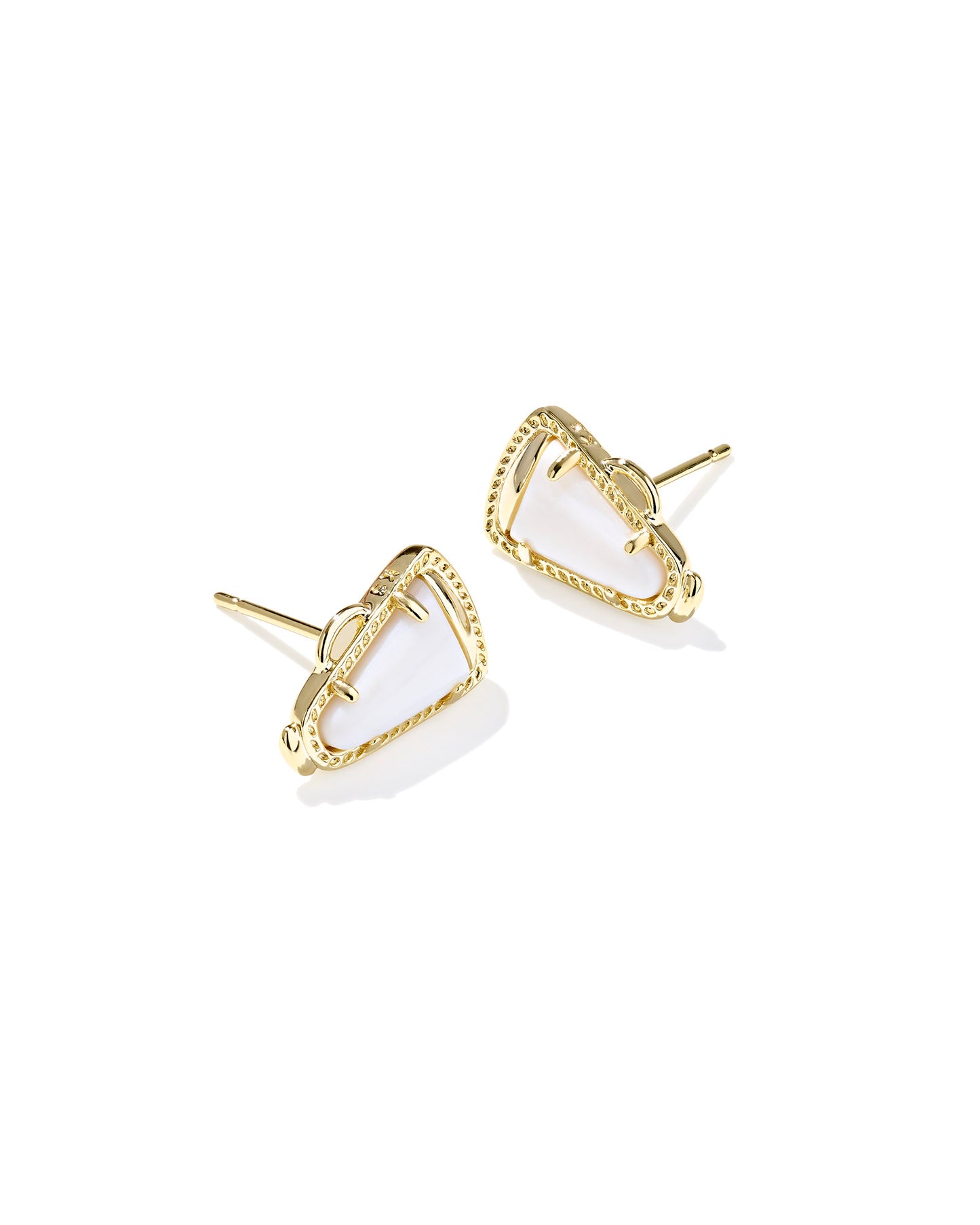 CHEER STUD EARRINGS GOLD WHITE MOTHER OF PEARL