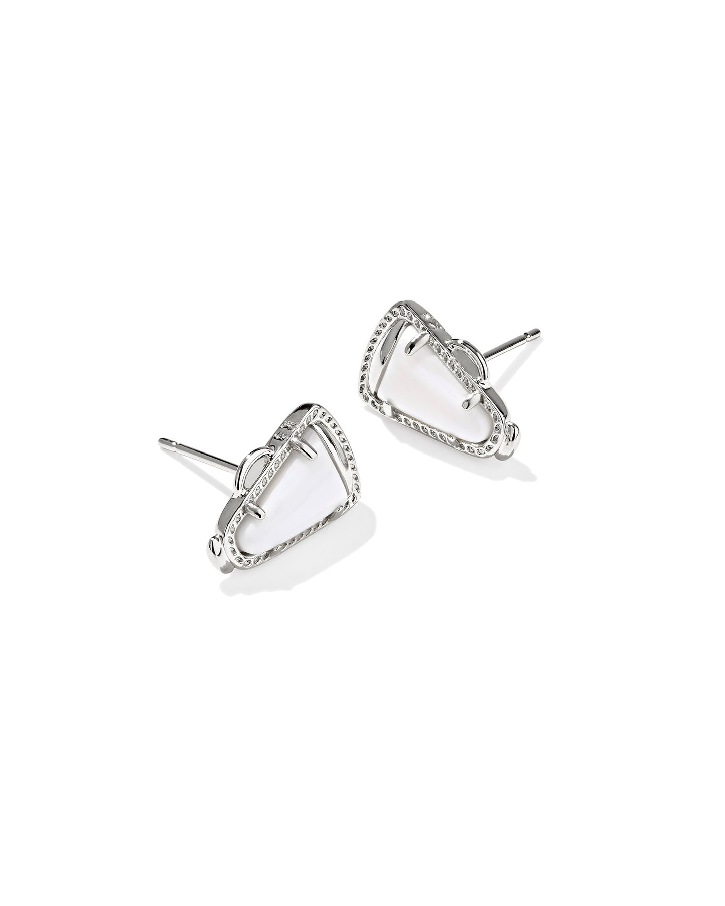 CHEER STUD EARRINGS SILVER WHITE MOTHER OF PEARL
