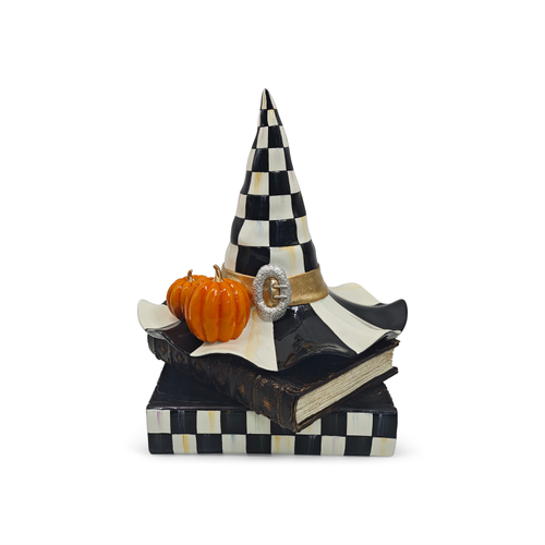 Mackenzie-Childs Courtly Check Witch Hat on books