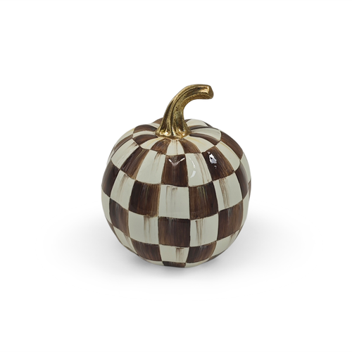 Mackenzie-Childs Chocolate Check Mini Pumpkin