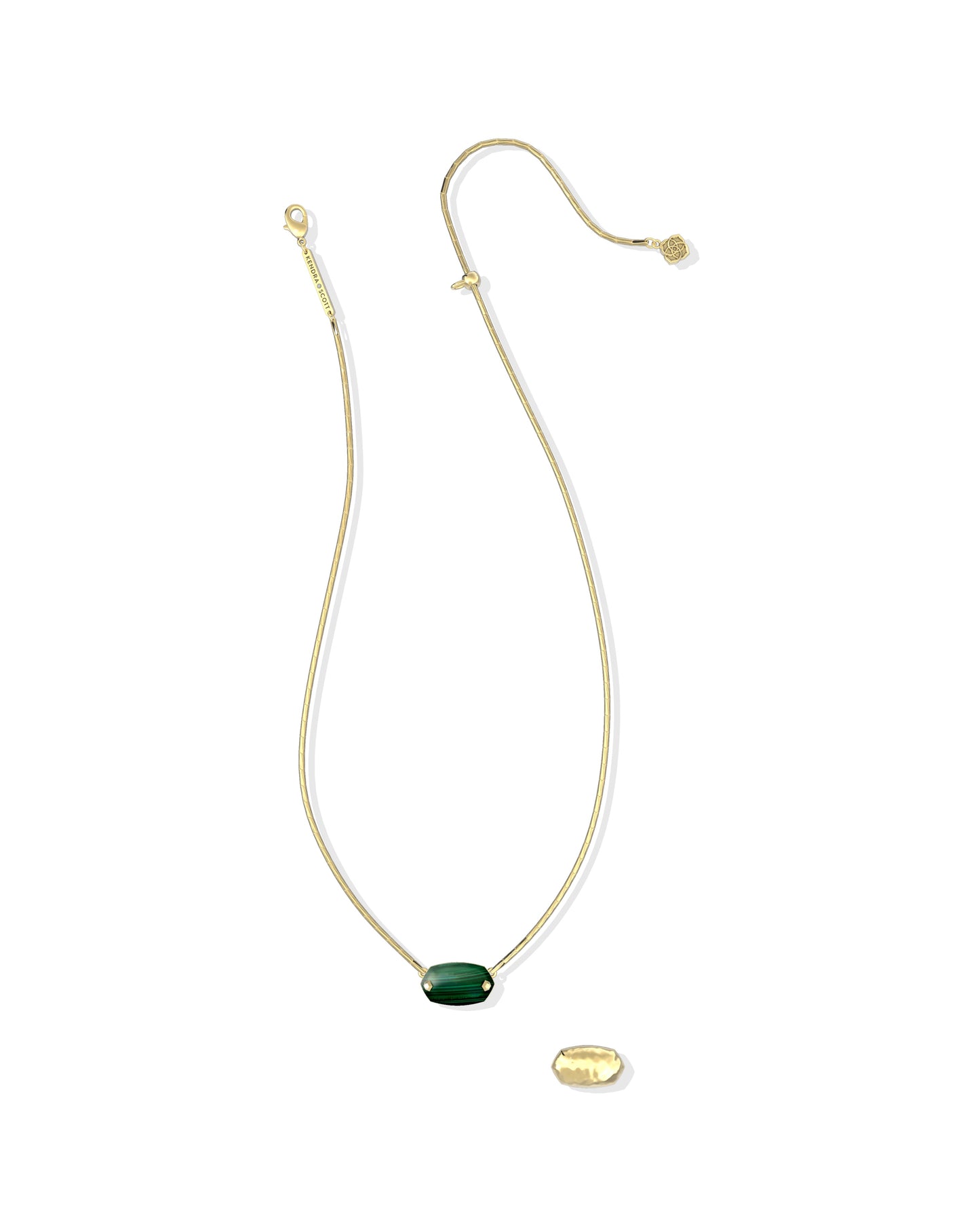ELISA RIVETED SHORT PENDANT NECKLACE GOLD GREEN MALACHITE