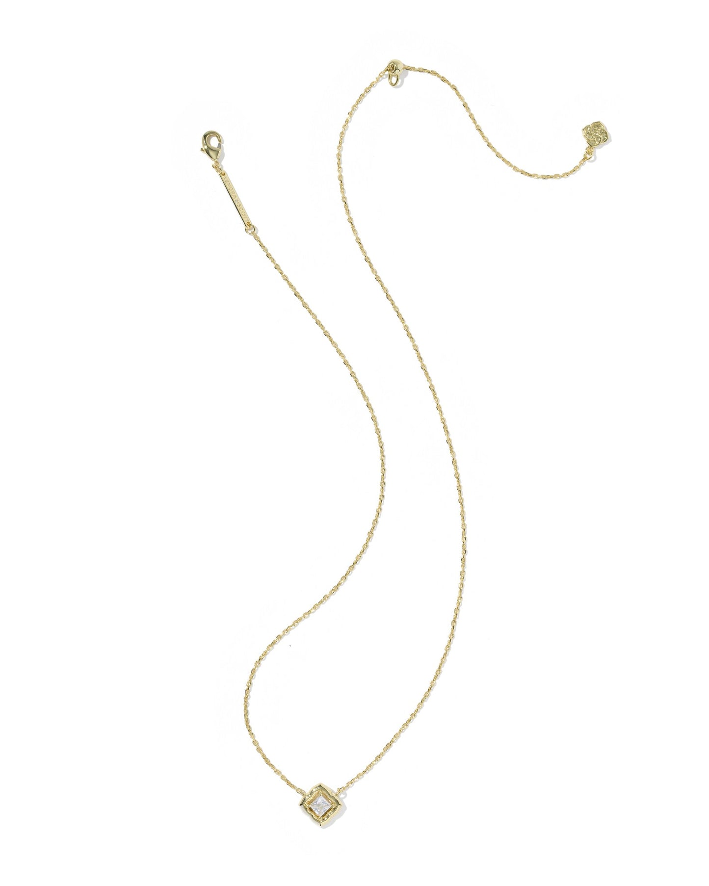 MALLORY CRYSTAL SHORT PENDANT NECKLACE GOLD WHITE CZ