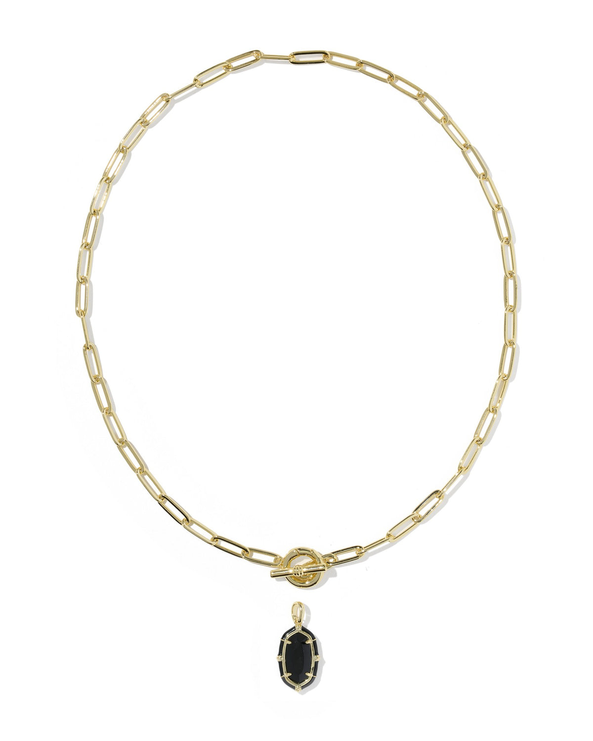 ELISA ENAMEL LINK AND CHAIN NECKLACE GOLD BLACK AGATE