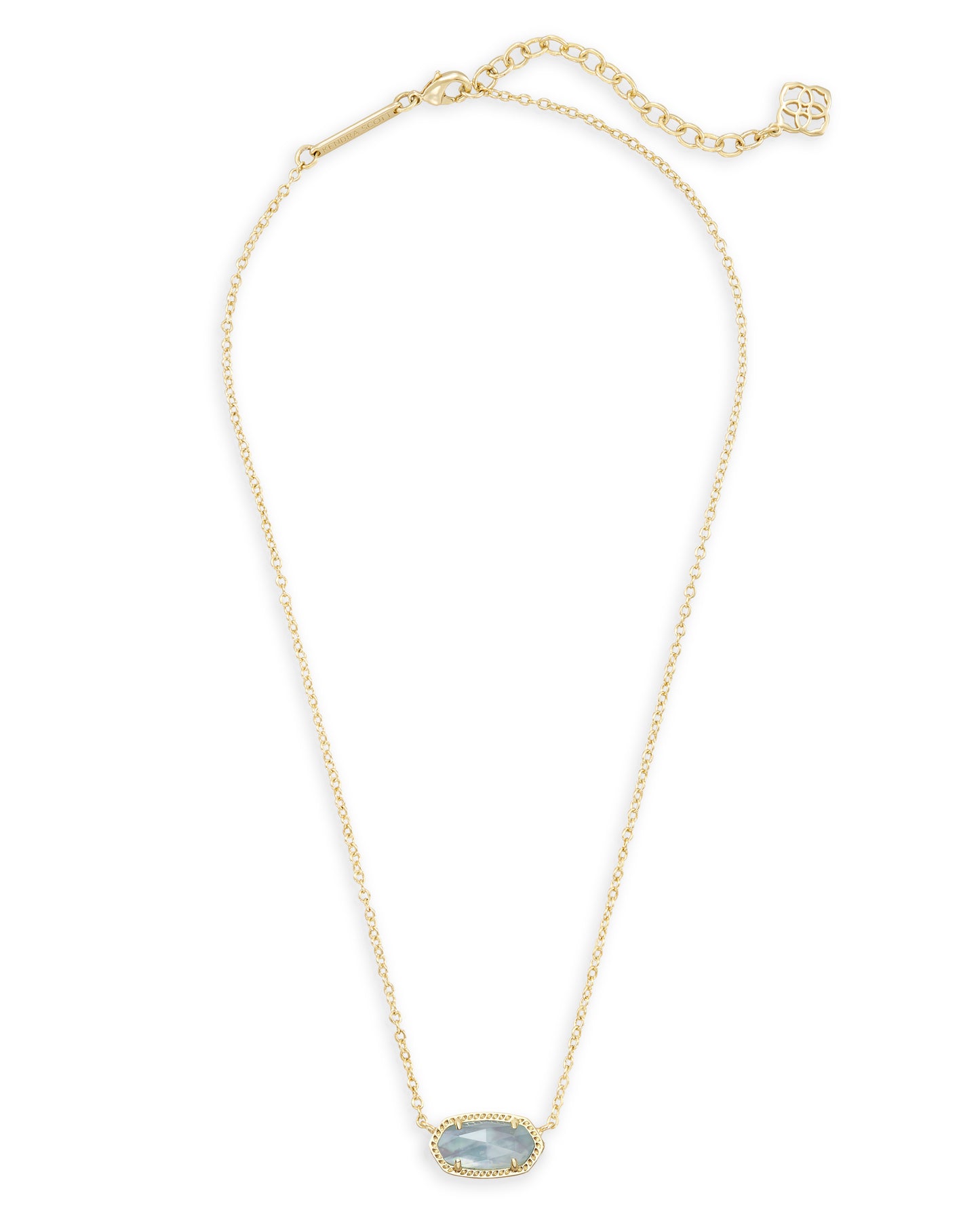 ELISA SHORT PENDANT NECKLACE GOLD LIGHT BLUE ILLUSION