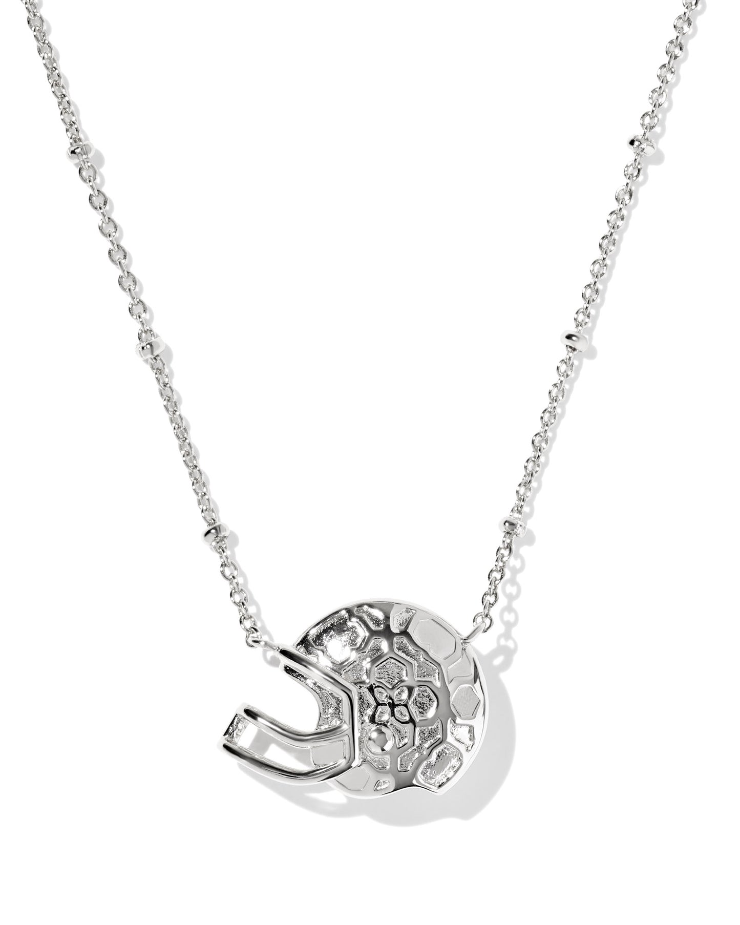 FOOTBALL HELMET SHORT PENDANT NECKLACE SILVER IVORY MOTHER OF PEARL)