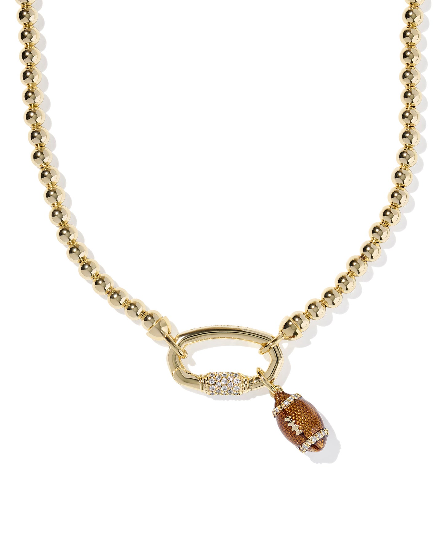 FOOTBALL METAL STRAND NECKLACE GOLD WHITE CZ