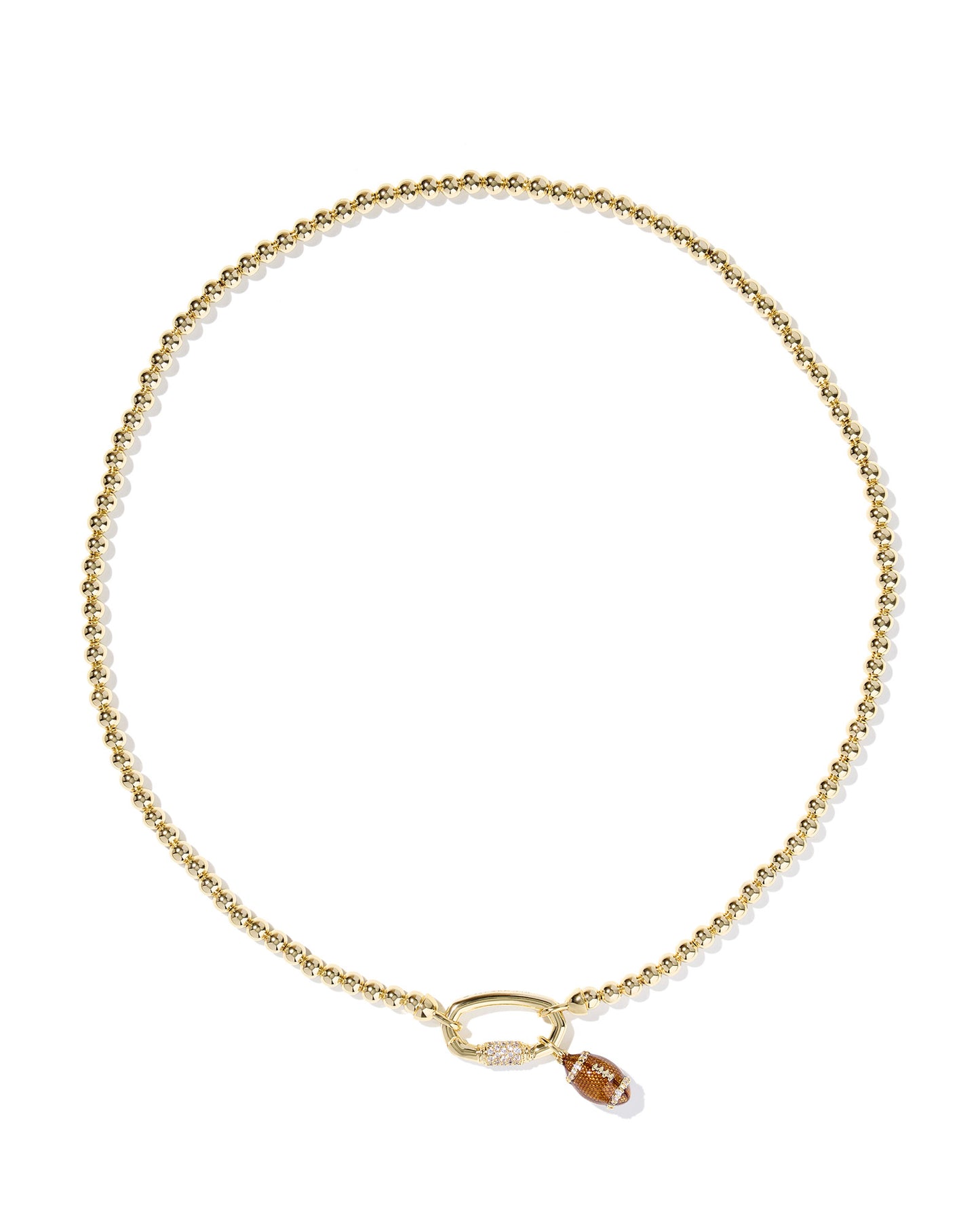 FOOTBALL METAL STRAND NECKLACE GOLD WHITE CZ