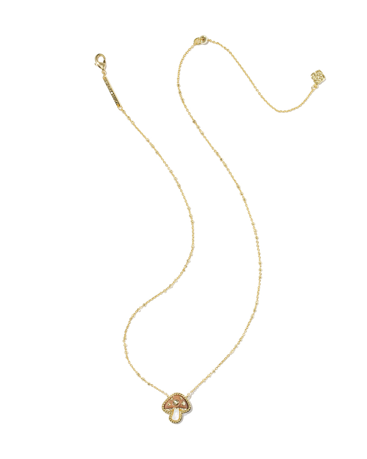 MUSHROOM SHORT PENDANT NECKLACE GOLD BROWN MIX