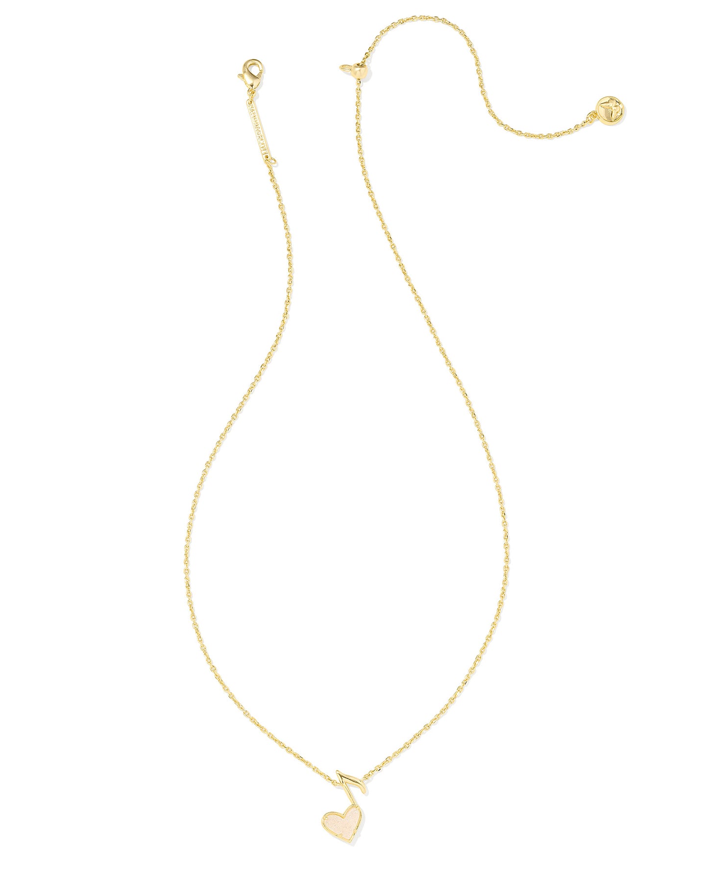 DOLLY PARTON ARI HEART MUSIC NOTE SHORT PENDANT NECKLACE GOLD IRIDESCENT DRUSY