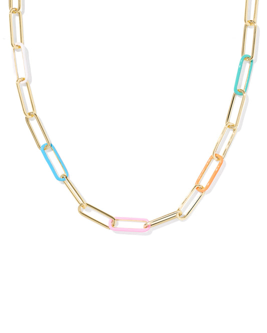 AINSLEY CONVERTIBLE CHAIN NECKLACE GOLD MULTI MIX ENAMEL