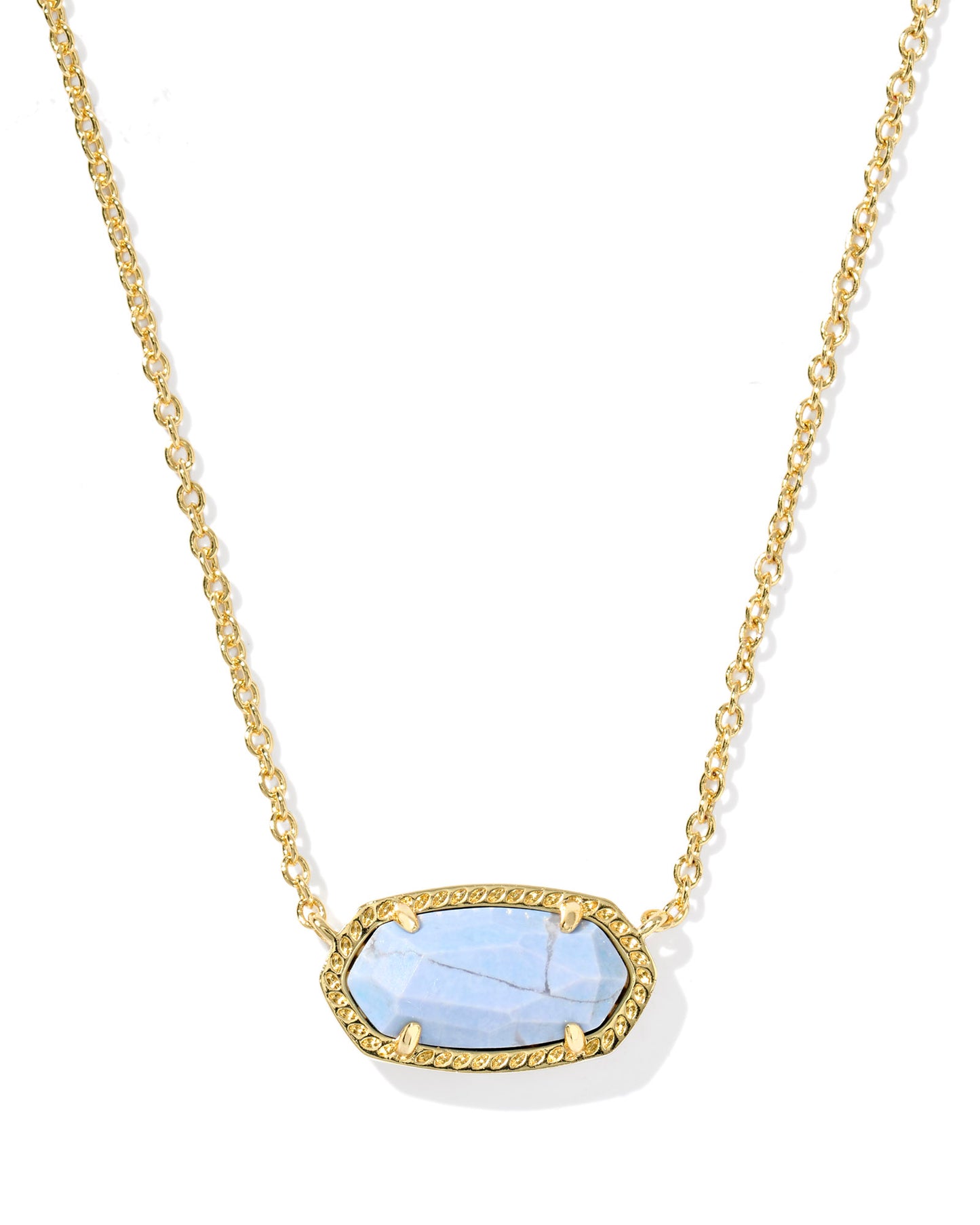 ELISA PENDANT NECKLACE GOLD VARIEGATED LIGHT BLUE MAGNESITE