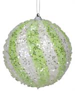 Lime Glitter Swirl Ball Ornament - 4.75