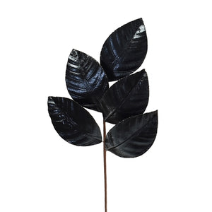 Wired Metallic Magnolia Leaf Spray - 18.25"