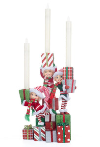 Katherine's Collection Peppermint Palace Elf Candelabra