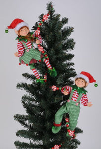 Green Check Posable Elf Set of 2 - 14"