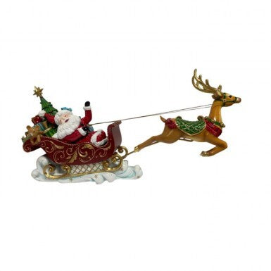 Resin Santa with Flying Deer - 16