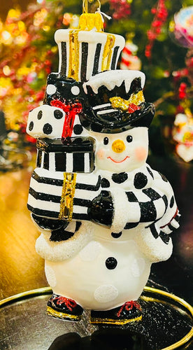 Black and White Delight Snowman by Huras Family
