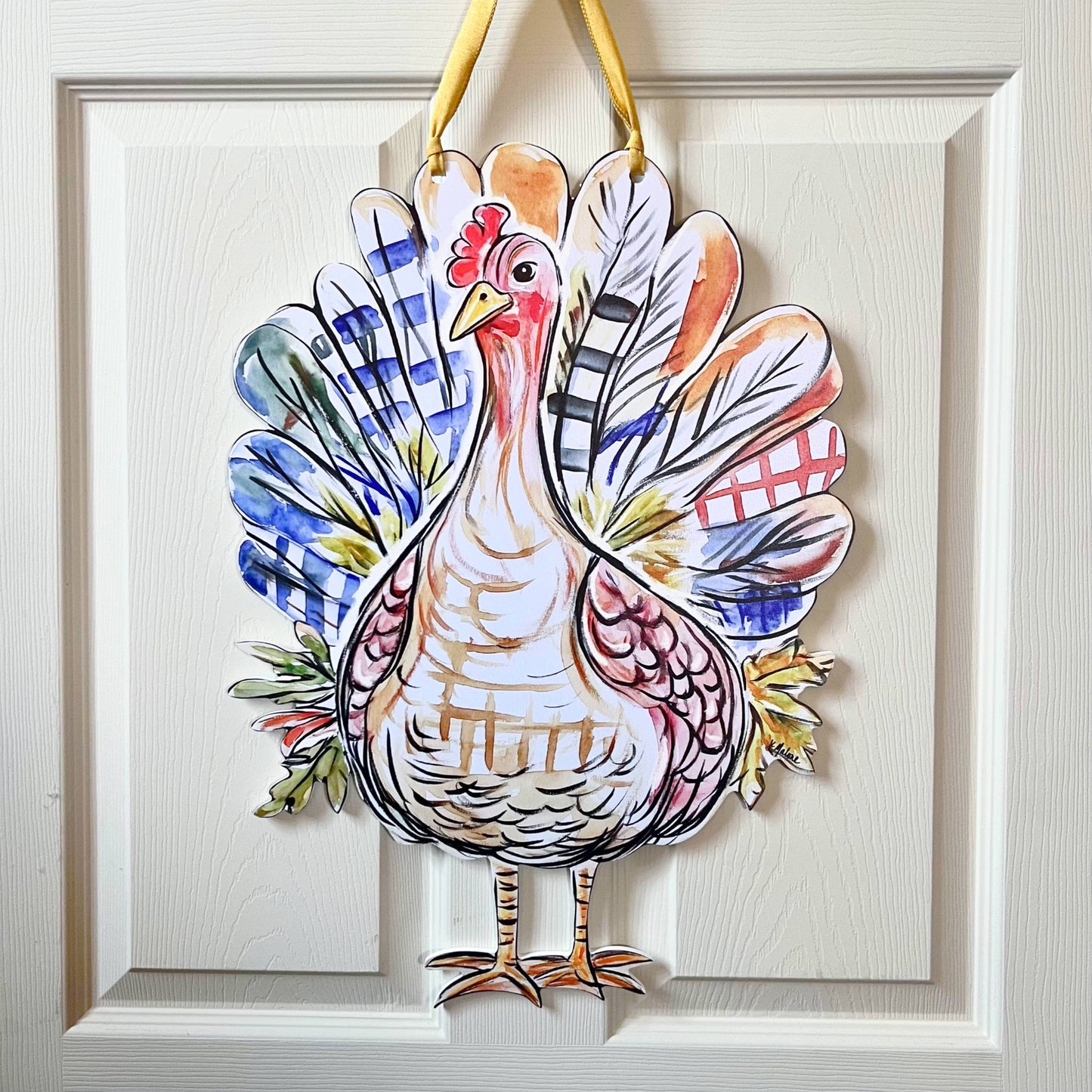 Patchwork Turkey Door Hanger-Thanksgiving Friendly Fun Decor