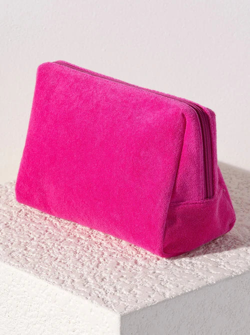 SHIRALEAH SOL TERRY ZIP POUCH, FUCHSIA