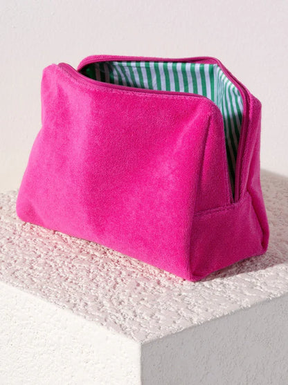 SHIRALEAH SOL TERRY ZIP POUCH, FUCHSIA