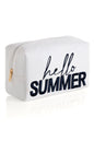 SHIRALEAH SOL "HELLO SUMMER" ZIP POUCH, WHITE