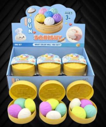 Viral Mini Dumpling Bun Squishy Set – 4 Mystery Mini Squishi
