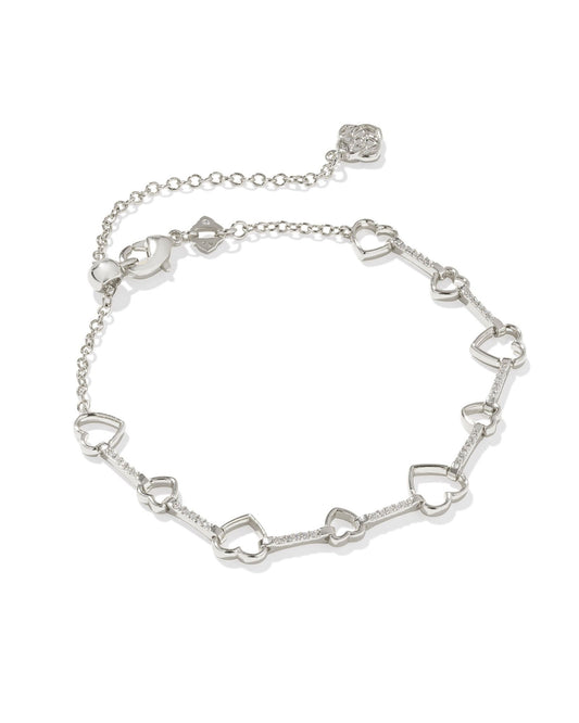 HAISLEY HEART DELICATE CHAIN BRACELET SILVER WHITE CRYSTAL)