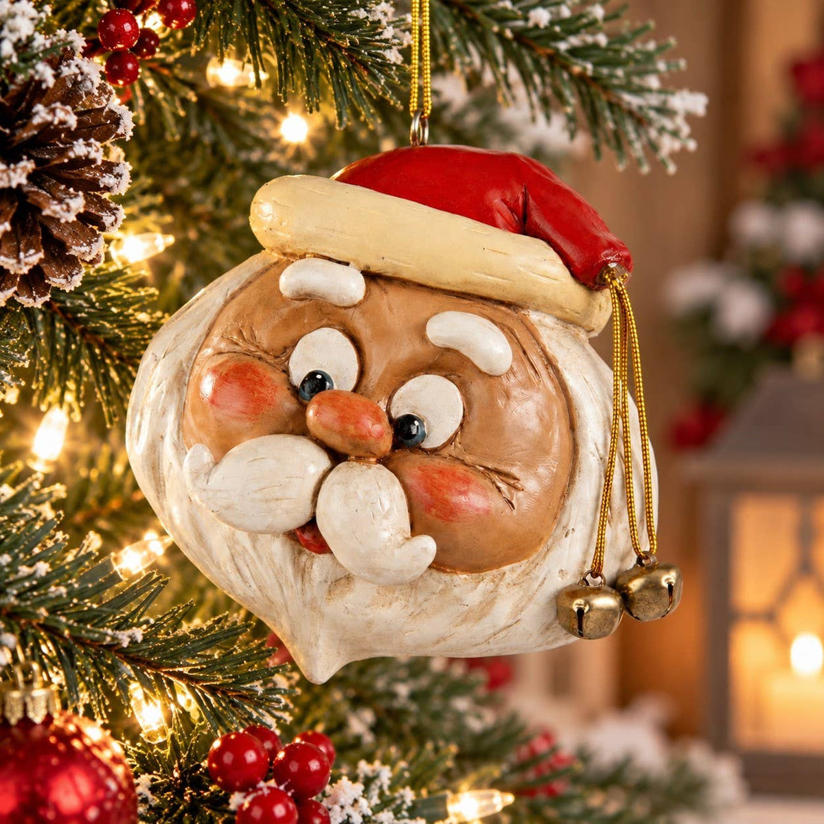 Large Round Santa Head Ornament - Holiday - BAC 101