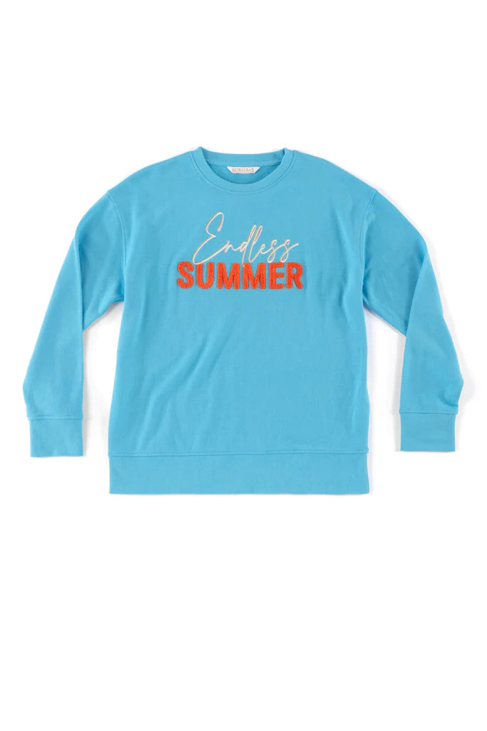 SHIRALEAH "ENDLESS SUMMER" SWEATSHIRT, AQUA