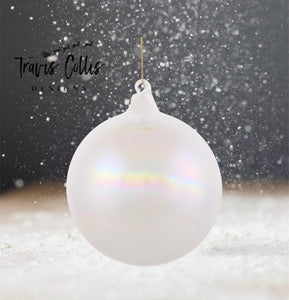 4.7" White Pearl Glass Ball Ornament