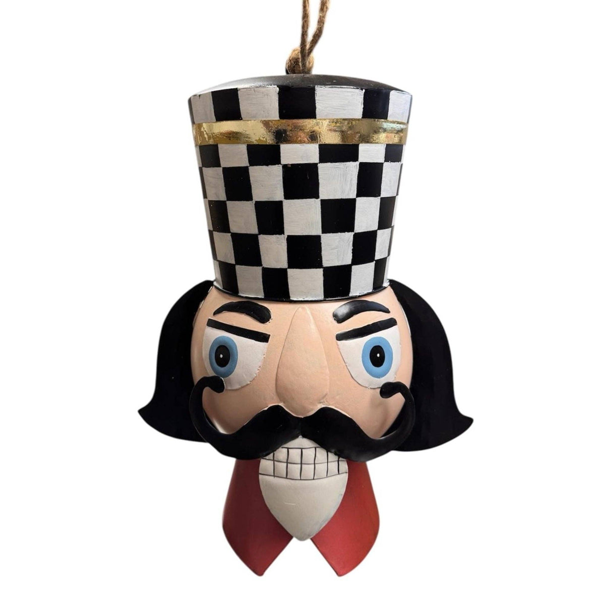Checkered Hat Nutcracker Ornament Metal 14.5"