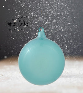 4.7" Turquoise Glitter Bubblegum Glass Ball Ornament