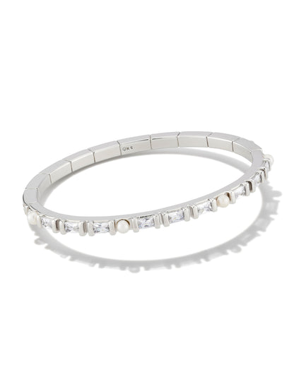 GRAYSON CRYSTAL CUFF BRACELET RHODIUM METAL WHITE CZ