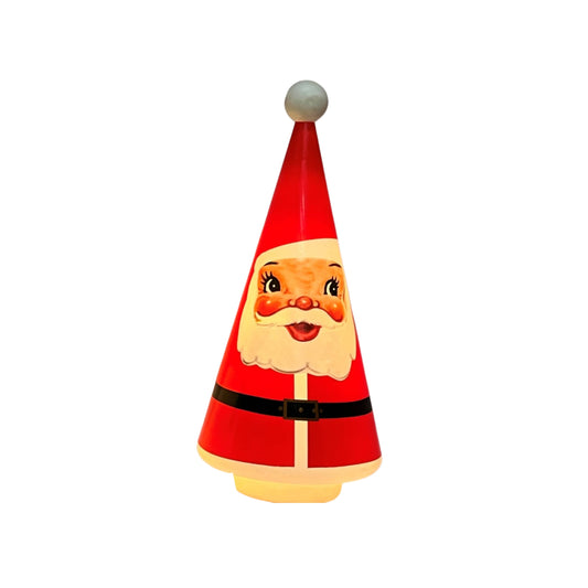 24" Lit Nostalgic Blow Mold Cone Santa