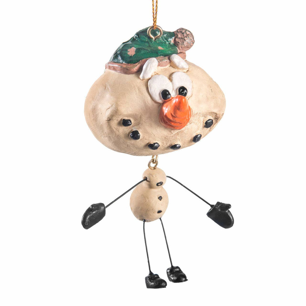 Snowman Ornament Green Hat - Holiday - BAC 004