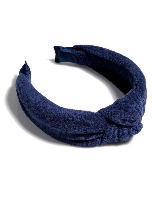 SHIRALEAH TERRY KNOTTED HEADBAND, NAVY