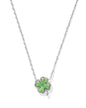 CLOVER SHORT PENDANT NECKLACE SILVER LIME GREEN MAGNESIT